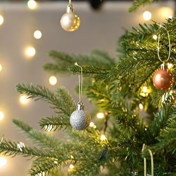 Julekuler til juletrepynt, 49 stk 3 cm Skogkuler i kobber og gull, knussikre julekulepynt