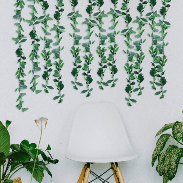 Keinotekoiset murattiseppeleet vihreät lehdet 7,5 M / 24,6 Ft Realistiset fake esteettiset Hangin Vines -kotipuutarhatarvikkeet Hääjuhlien seinäkoristeet