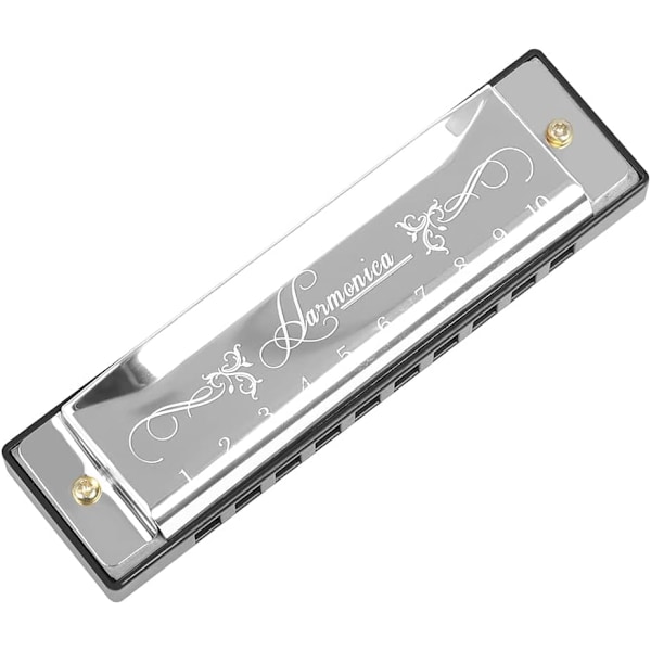 Bluesmunspel, Diatonisk Bluesmunspel i C-tonart, 10 Hål 20 Toner Blues Harp Munspel (Roseröd) silver