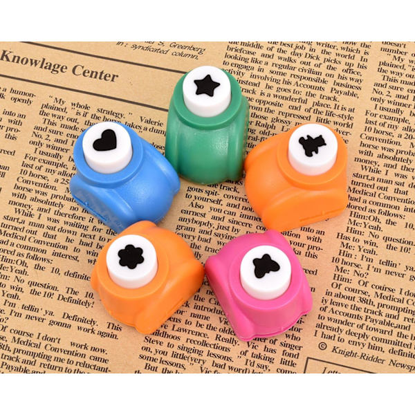 Stil Papirhullsett, 5 Mini Craft Hullmaskiner for Scrapbooking, Flerfarget