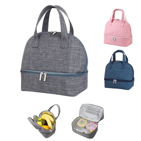 Lunch Bag Isolerad Väska, Liten Hopvikbar Kylväska för Arbete Skola, Picknick Handväska för Kvinnor, Vuxna, Studenter och Barn,A grey