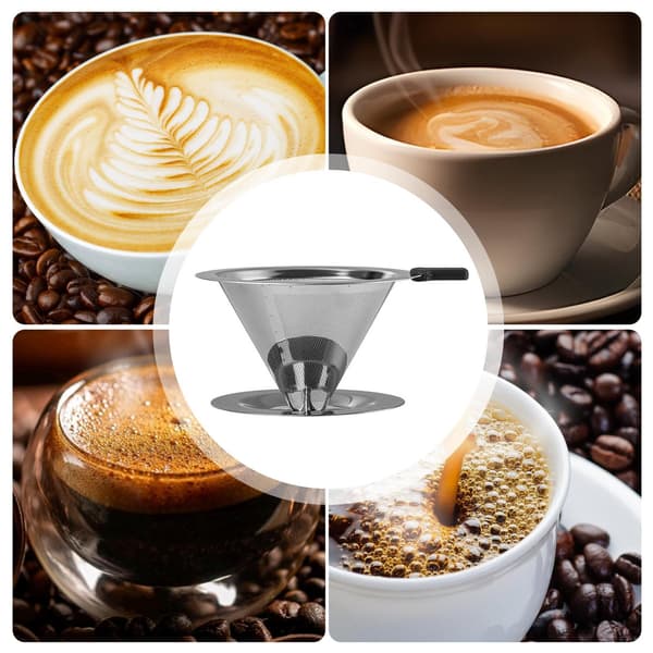 Genanvendeligt kaffefilter i rustfrit stål med bundstativ, professionelt kaffefilter til drypkaffemaskine, holdbart, til kaffeelskere