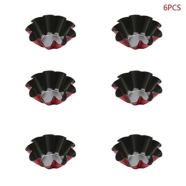 6 stk Non-Stick Mini Blomst Karbonstål Egg Terteform Gjenbrukbar Cupcake Bakeform Muffinsform