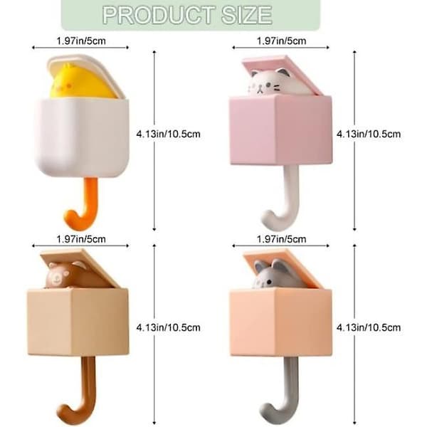 4 söta kattkrokar för väggdekorationer