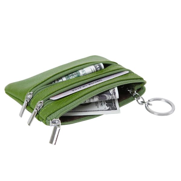 Dam lädermyntväska Mini Pouch Växelplånbok med nyckelring, Grön