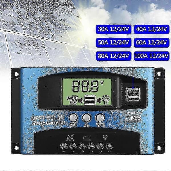 Solar Controllere Mppt 100a 80a 60a 50a 40a 30a Dobbelt Usb Lcd-display 12v 24vz