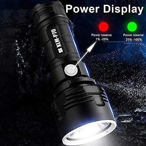 P70 Taskulamppu 3000-10000 Lumenin Tehokas LED-Taskulamppu Musta