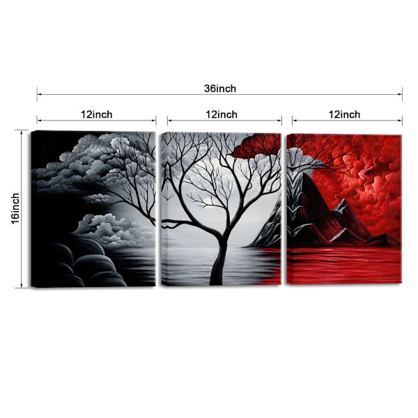The Cloud Tree Large 3 Panels Modern Stretched and Framed Giclee Canvas Prints Abstract Seascape Paintings Reproduction Sea Beach Pictures