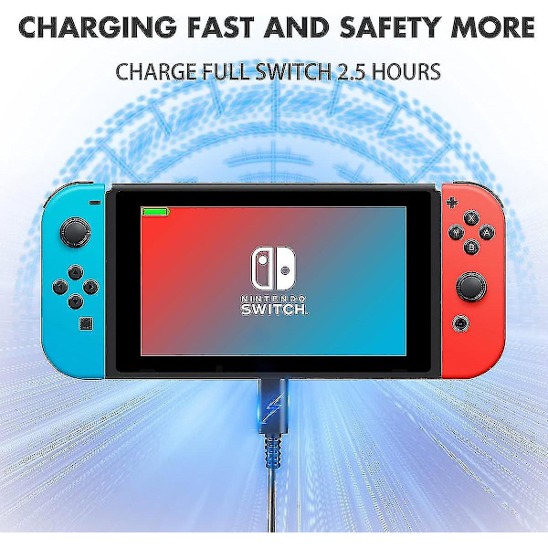 Laddare för Nintendo Switch, Switch Lite och Switch Oled, Stödjer Nintendo Switch TV-dockningsläge AC