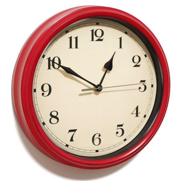Maalaismainen seinäkello, 11 tuuman maalaistyylinen hiljainen kello (punainen)