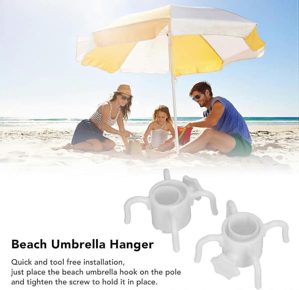 2 st parasollkrokar, strandparasollkrokar, 4-klo plastkrokar