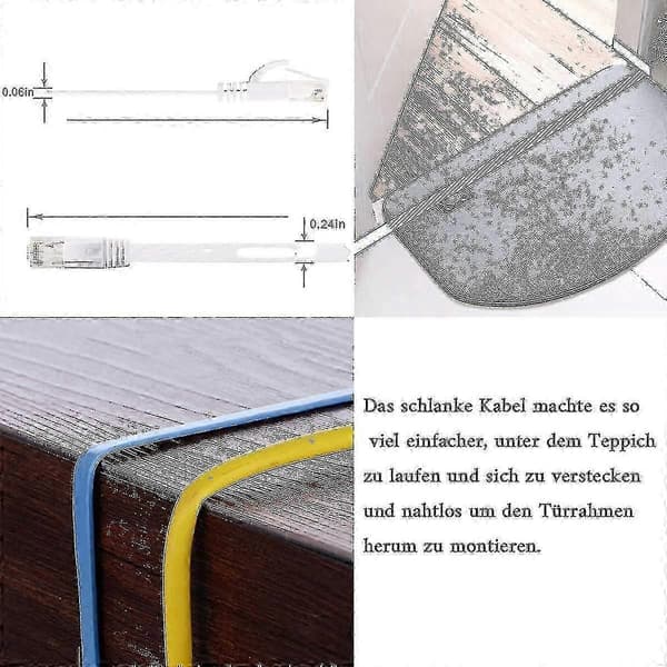 20m - Cat 6 Ethernetkabel - Platt RJ45 Nätverkskabel - 1000 Mbit/s Hastighet - Gigabit Lan Kabel - Plattband Internet Patchkabel för PC PS5 Xbox