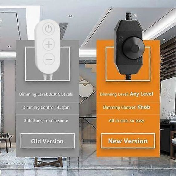 5M LED 1200Lm Kald Hvit Dimbar, 12V 6000K 300 LEDer 2835, Selvklebende LED-stripe med Dimmer, Koblinger + Transformator