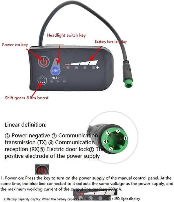 Elektrisk cykeldisplay JN Controller Panel S810 LED-display Vattentät Elcykel Ebike-tillbehör, 36V