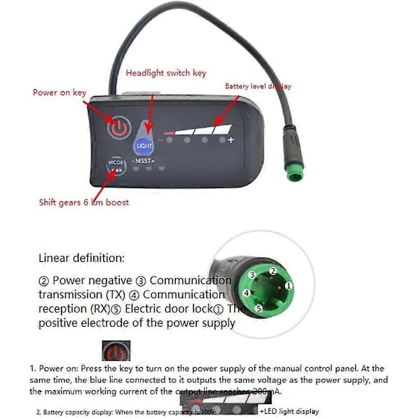 Elektrisk sykkeldisplay JN kontrollerpanel S810 LED-display vanntett elektrisk sykkel Ebike-tilbehør, 36V