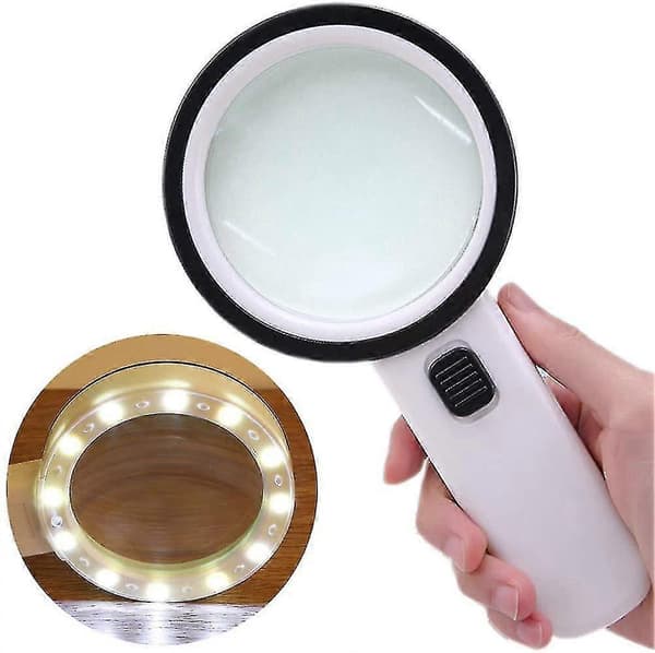 Förstoringsglas med ljus 30x Hög effekt Jumbo Belyst förstoringslins