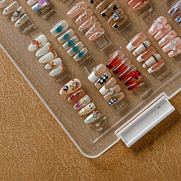 Bärbar Stor Kapacitet Transparent Nageldisplaybox Dammtät Tom Förpackning