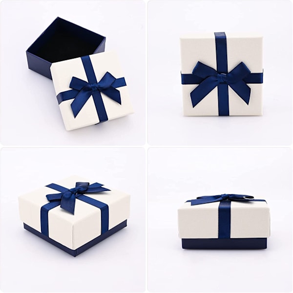 2-pack smyckeskrin med lock, 7,5x7,5x3,5 cm, blå