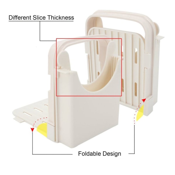 Brødskivemaskin, Multifunksjonell Sandwich/Toast Maker, Justerbar Manuell Håndholdt Hjemmelaget Skjæremaskin for Kutting av Brødtykkelse Raskt og Trygt (Hvit)