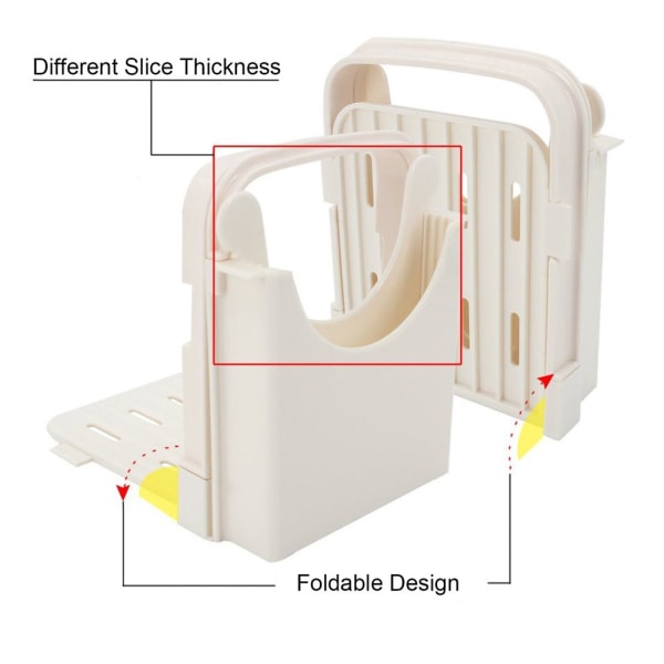 Brødskjærer, multifunksjonell smørbrøds-/toastmaskin, justerbar manuell hjemmelaget skjæremaskin for å kutte brødtykkelse raskt og trygt (hvit)