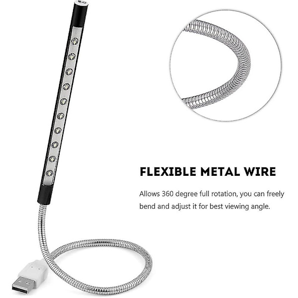Tangentbordbelysning Laptoplampa USB LED Lång Svanhals Touch Dimmerlampa black