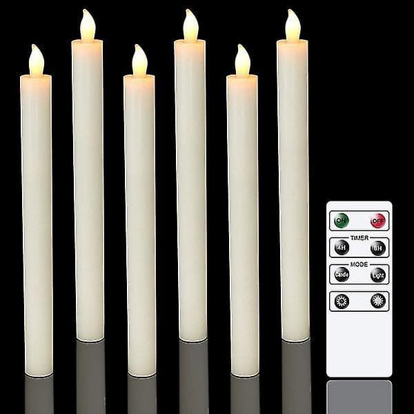 6-pak LED-lys med batteridrift, fjernbetjening og timer, ægte W