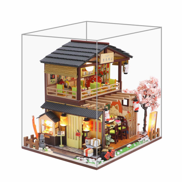 Dukkehus miniature med møbler, DIY træ dukkehus sæt