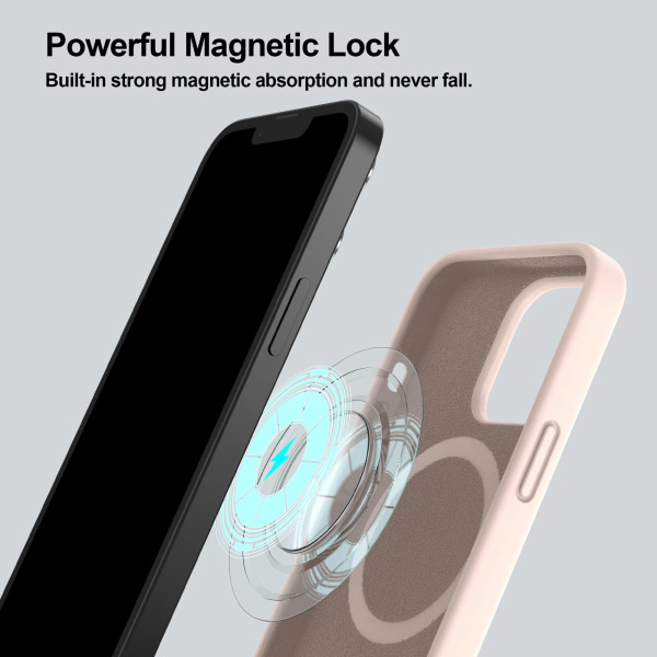 Magnetiskt skal designat för iPhone 13 (ljusrosa)