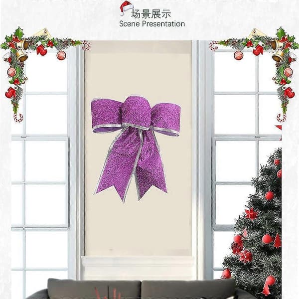 8 stk. Glitter Julekrans Juletrepynt til Juleborddekor Purple
