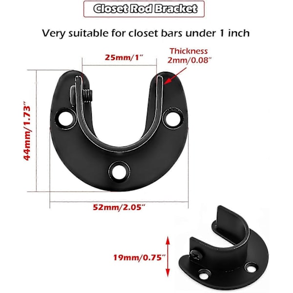 4 stk. U-formede flange stangbeslag rustfrit stål stangholder