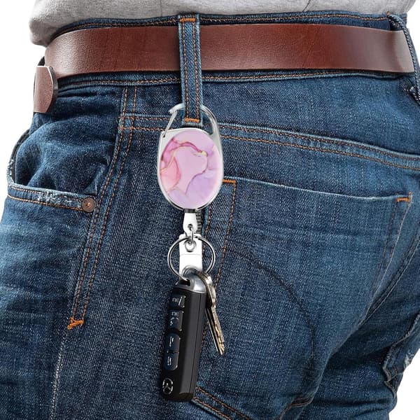 Badge Reels Retractable, Double Sided Color Print Pattern Retractable Keychain, Marble Holders Badge Clip and Key Ring Durable Nylon Retractable Rope A