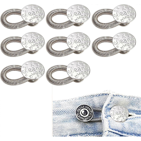 8 Stykker Jeansknapper, Justerbare Bukseknapper, Bukseknapper