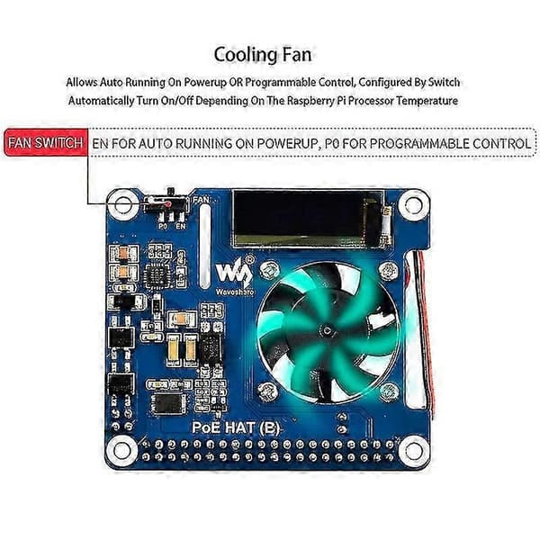Power Over Ethernet Hat Support 802.3af Poe Netværksudvidelseskort Med Oled Til 4 Model B 3b+