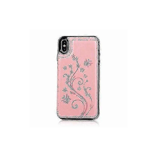 Blomstermønster Læder Cover til Apple iPhone 6 / 6s Plus - Pink Guld
