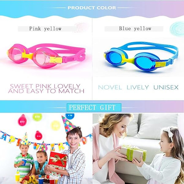 Lasten uimalasit, lasten uimalasit, sumunesto, vuototiiviit, UV-kestävät uimalasit lapsille, pojille, tytöille, lasten uimalasit pink yellow