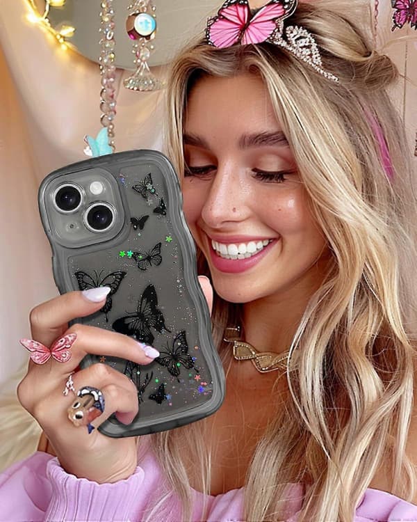 Kompatibel med iPhone 15 Skal - Vågformsdesign Sött Telefonskal