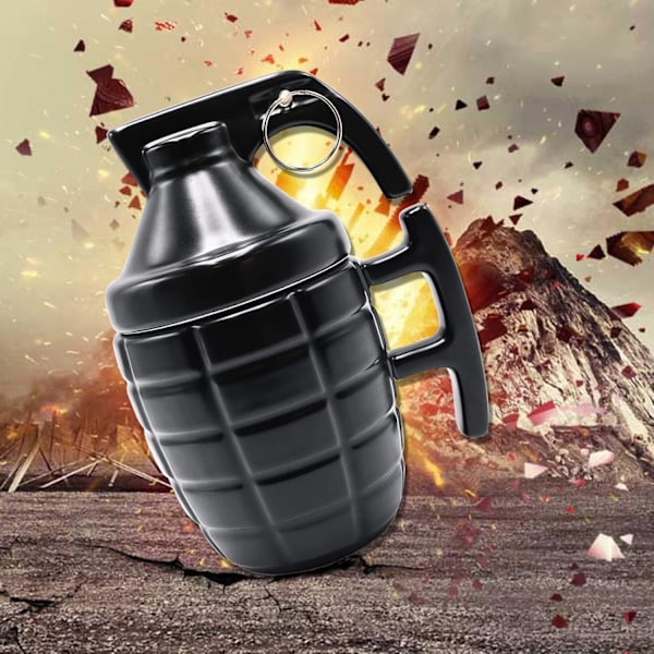 Keramisk soptunna kaffemugg, porslin tekopp med handtag och återvinningssymbol, soptunne-mugg, present till män, kvinnor, vänner, bröder, 400 ml (Grön)