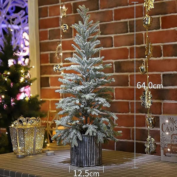 Flokket kunstig juletre, Cedar juletre for skrivebord, Julepynt innendørs, 1314 E
