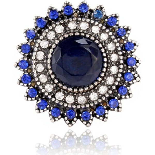 Vintage Blue Sunflower Statement Ring för kvinnor Flickor Antik rund kristall onda ögonskydd Justerbara bröllopsfestringar Comfort Art Smycken