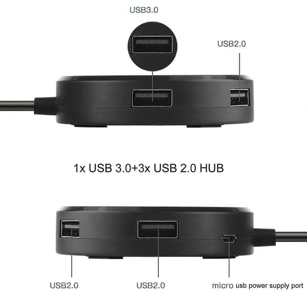 4-i-1 Multi-enheds Ladestation med 1xUSB 2.0 + 3x USB 3.0 porte