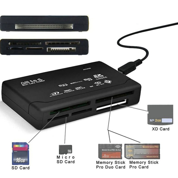 Universell USB-minnekortleser - Svart Svart