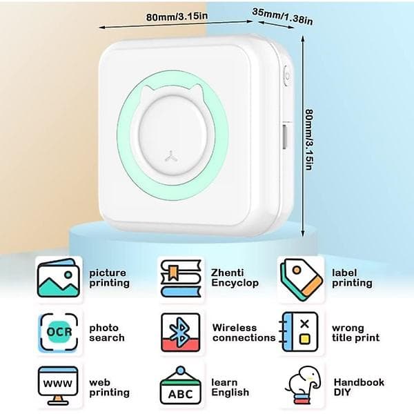 Mini fotoprinter, bærbar liten Bluetooth termisk skriver