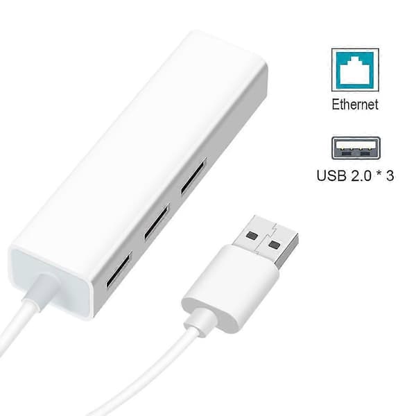 3 Porte 2.0 USB Hub Mini Bærbar USB Splitter Med RJ45 LAN Netværkskort