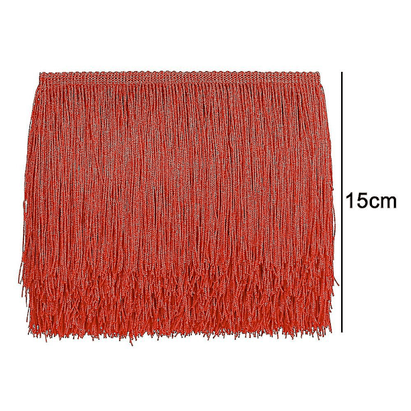 Röd 10cm 10m sytrådsfrans - Frans tofs 15cm/10cm bredd för kjol bröllopsklänning lampskärm dekoration red