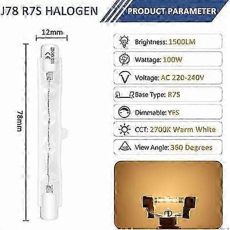 Halogenlampor R7s 78mm 100w 230v Dimbar För Linjära Projektorer