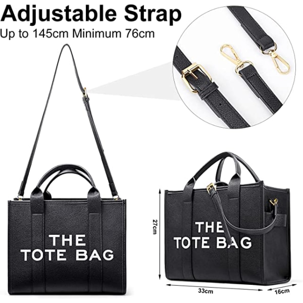 Kvinder Lærred Tote Tasker Casual Lærred Crossbody Taske (Sort)