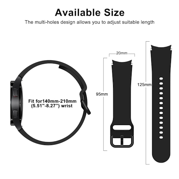 Kompatibel med Samsung Galaxy Watch 4-rem 40mm/44mm, Galaxy Watch 5/Watch 5 Pro 45mm Silikonklockarmband Armband Armband