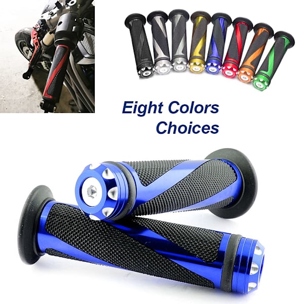 Motorsykkel Håndtak Grips 7/8\" Grips Anti-Skli Gummibeskyttelse, Blå