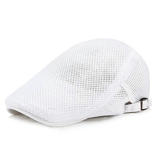 Herre Åndbar Mesh Sommerhat Justerbar Beret Flat Top, Brun, 56-60cm