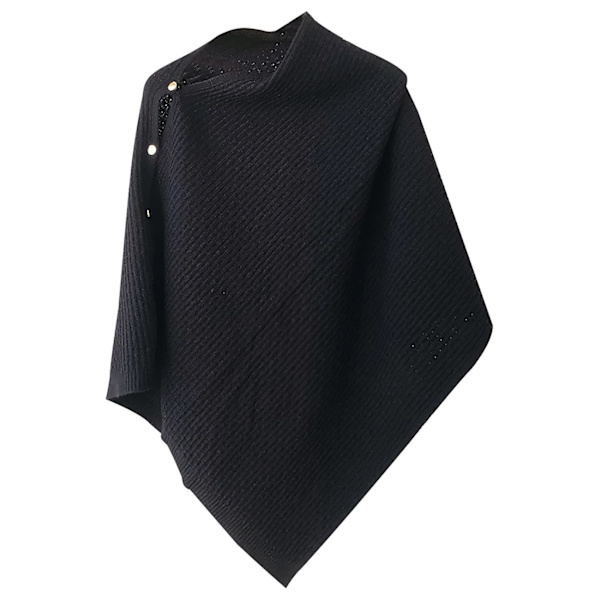 Dam Poncho Halsduk med Knappar Frans Cape Filt Cashmere Blandning Mjuk Varm Multifunktionell för Vår Höst Vinter
